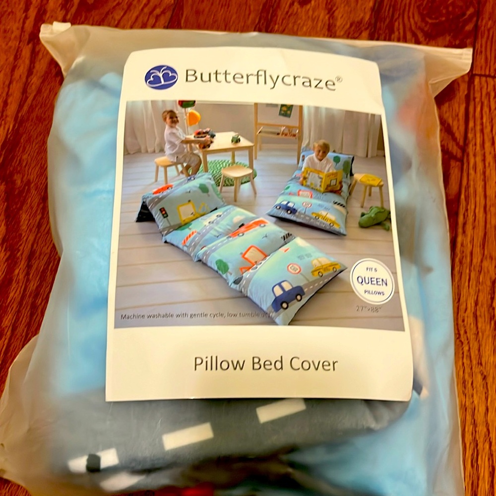 Pillow Bed Cover- transportation theme- does not come with pillows- NWT
